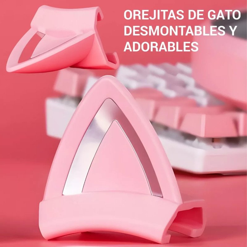 Auricular Gamer + Micrófono Onikuma K9 Orejas rosa