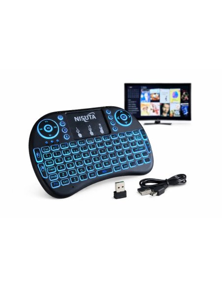 Teclado USB inalambrico mini retroiluminado para Smart TV / Nisuta WIKTV76