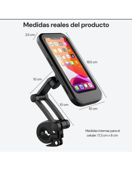 Soporte para moto / bici para Celular 360 grados metal