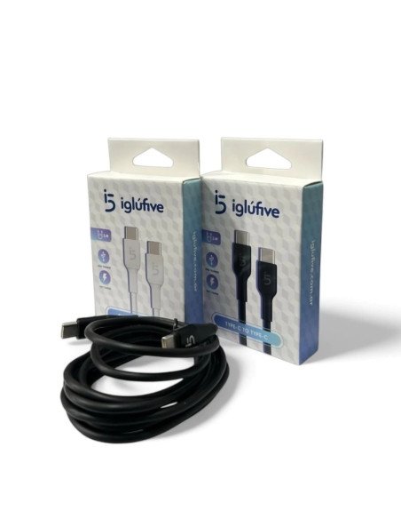 Cable USB Tipo C a Tipo C IgluFive 3.1A 2mts Negro/Blanco