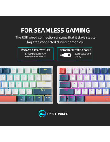 Teclado Gamer Mecanico Machenike K500-B61 (Grey/Red)