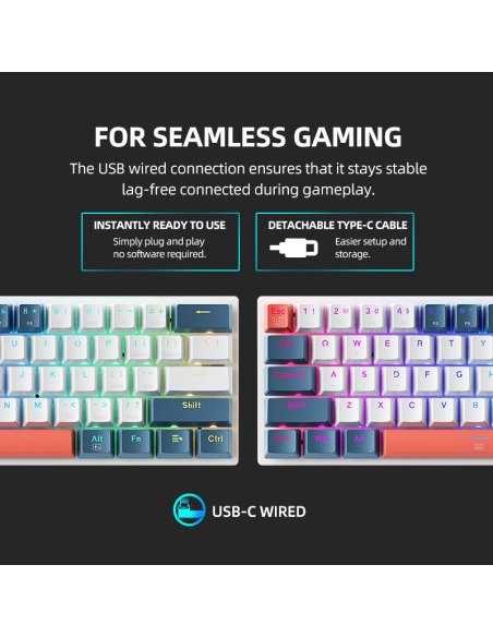 Teclado Gamer Mecanico Machenike K500-B61 (Grey/Red)