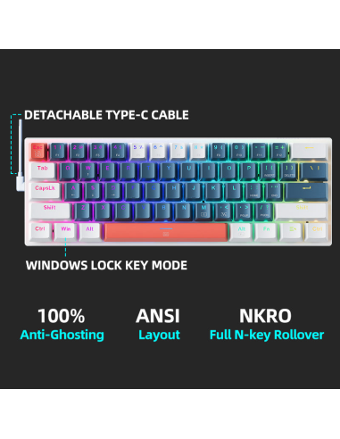 Teclado Gamer Mecanico Machenike K500-B61 (Grey/Red)
