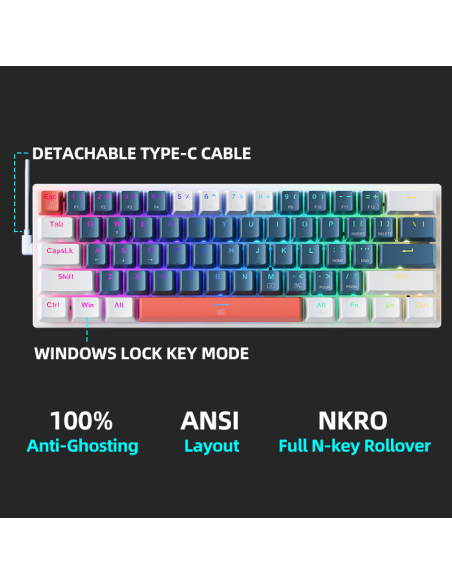 Teclado Gamer Mecanico Machenike K500-B61 (Grey/Red)