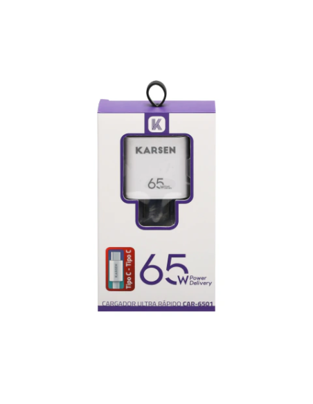 Cargador Tipo C 65W Karsen cabezal C + cable C (6501C)