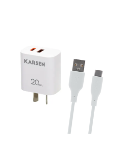 Cargador Tipo C 20W + cable tipo C Karsen CAR-2002