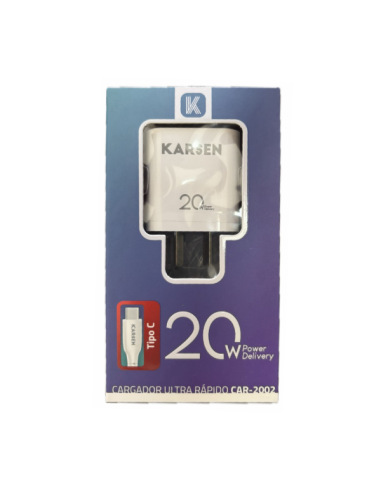 Cargador Tipo C 20W + cable tipo C Karsen CAR-2002