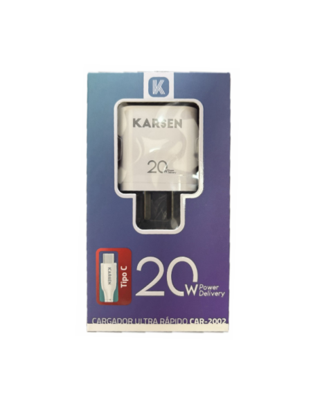 Cargador Tipo C 20W + cable tipo C Karsen CAR-2002