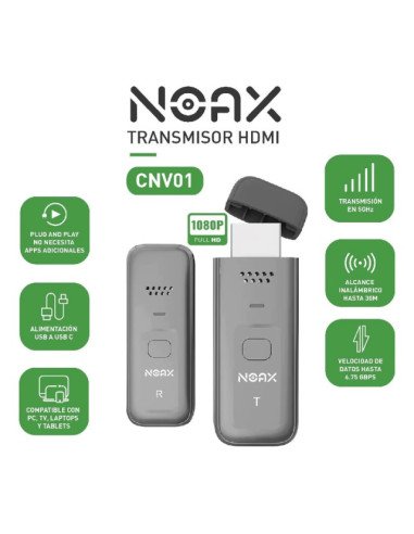 Transmisor HDMI inalambrico 1080P 30Mts Noax (Cnv01)