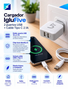 Cargador rapido Tipo C Iglufive 2.1A 2