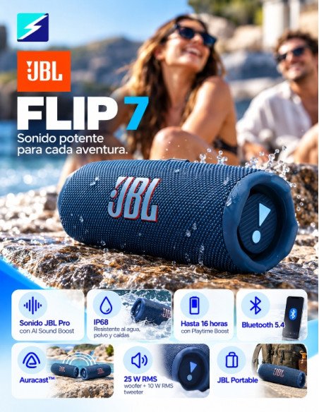 JBL Flip 7 Original Azul Bluetooth IP68 | OFFLINE