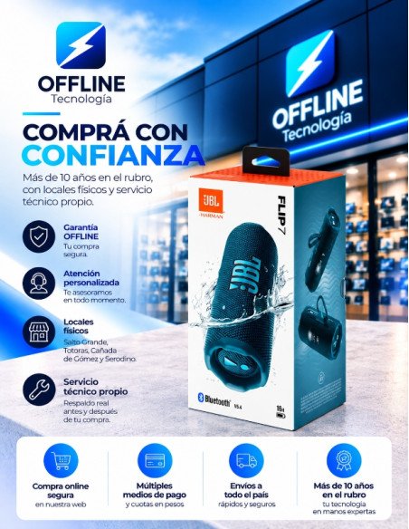 JBL Flip 7 Original Azul Bluetooth IP68 | OFFLINE