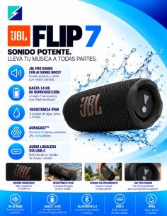 JBL Flip 7 Original Negro Bluetooth IP68 | OFFLINE 2