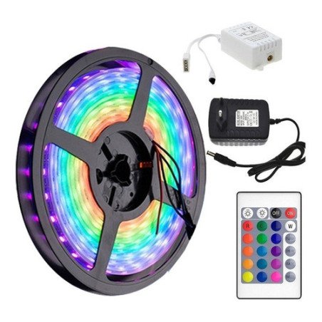 Tira Led RGB 5 Mts con Transformador y Control 